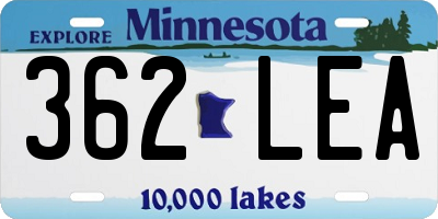 MN license plate 362LEA