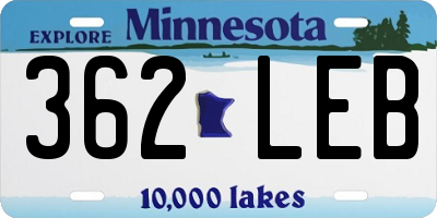 MN license plate 362LEB