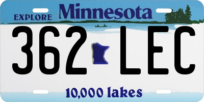 MN license plate 362LEC
