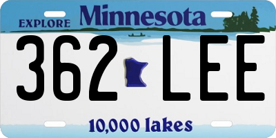 MN license plate 362LEE