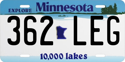 MN license plate 362LEG