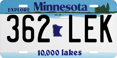 MN license plate 362LEK