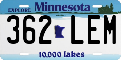 MN license plate 362LEM