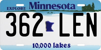 MN license plate 362LEN