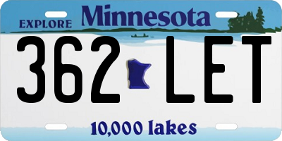 MN license plate 362LET