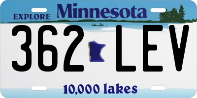 MN license plate 362LEV