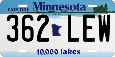 MN license plate 362LEW