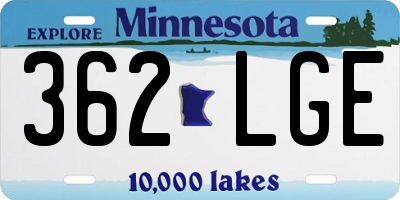 MN license plate 362LGE
