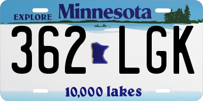 MN license plate 362LGK