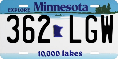 MN license plate 362LGW