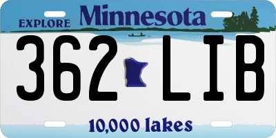 MN license plate 362LIB