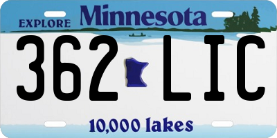 MN license plate 362LIC