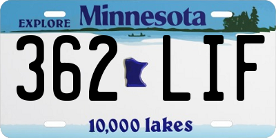 MN license plate 362LIF