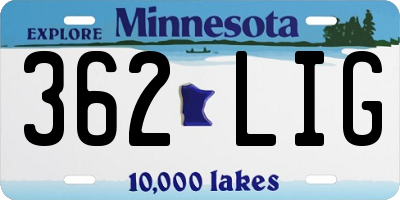 MN license plate 362LIG