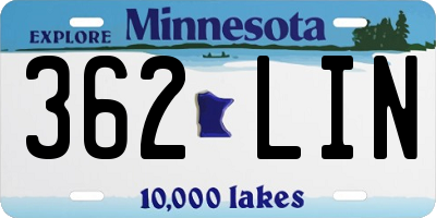 MN license plate 362LIN