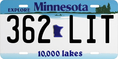 MN license plate 362LIT