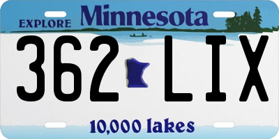 MN license plate 362LIX