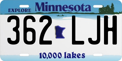 MN license plate 362LJH
