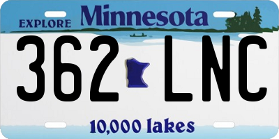 MN license plate 362LNC