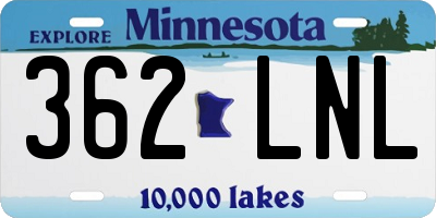 MN license plate 362LNL