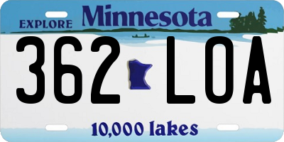 MN license plate 362LOA
