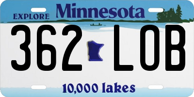 MN license plate 362LOB