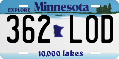 MN license plate 362LOD