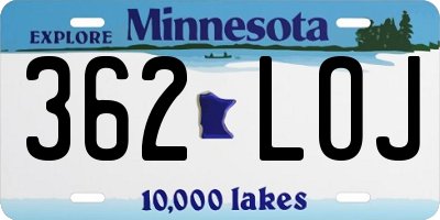 MN license plate 362LOJ