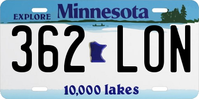 MN license plate 362LON