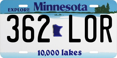 MN license plate 362LOR
