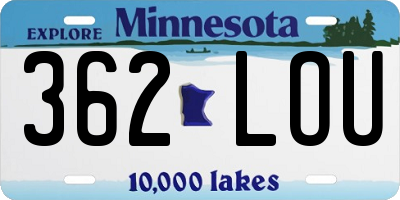 MN license plate 362LOU