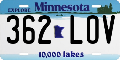 MN license plate 362LOV