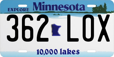 MN license plate 362LOX