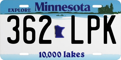 MN license plate 362LPK