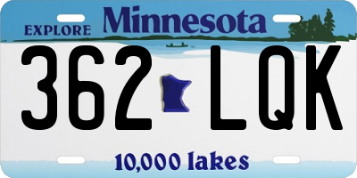 MN license plate 362LQK