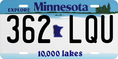 MN license plate 362LQU