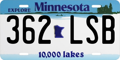 MN license plate 362LSB
