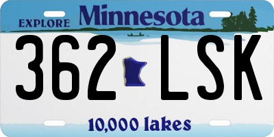 MN license plate 362LSK