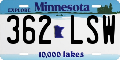 MN license plate 362LSW