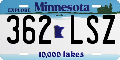 MN license plate 362LSZ