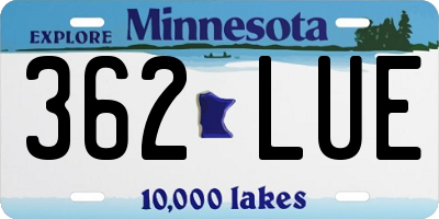 MN license plate 362LUE