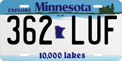 MN license plate 362LUF