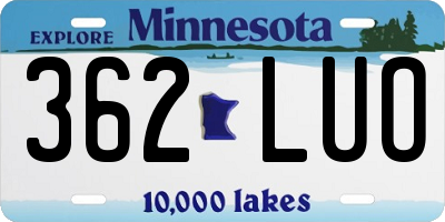 MN license plate 362LUO