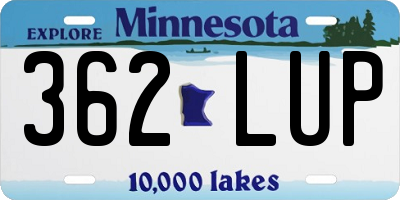 MN license plate 362LUP