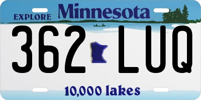 MN license plate 362LUQ