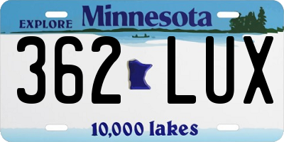 MN license plate 362LUX