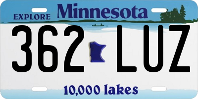 MN license plate 362LUZ