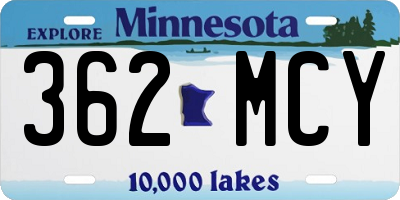 MN license plate 362MCY