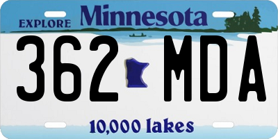 MN license plate 362MDA
