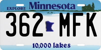 MN license plate 362MFK